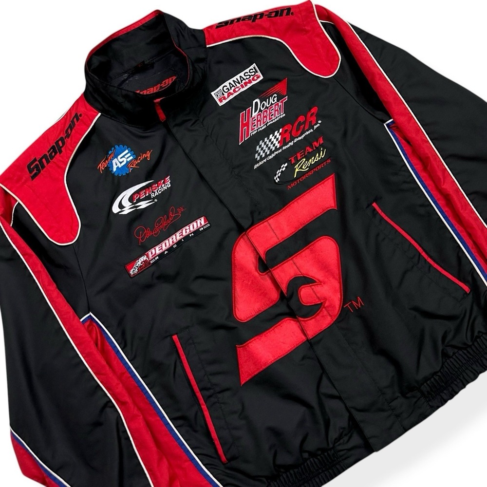 VTG Snap On Tools Racing‎ Jacket Men's Size Large Full Zip Embroidered Patches